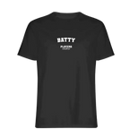 Batty t-shirt – black men's t-shirt with white Batty letters and Players Couture logo on the chest