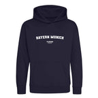 Bayern Munich hoodie – navy kids' hoodie with white Bayern Munich letters and Players Couture logo on the chest