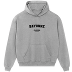 Bayonne hoodie – grey men's hoodie with black Bayonne letters and Players Couture logo on the chest