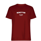 Benetton t-shirt – red men's t-shirt with white Benetton letters and Players Couture logo on the chest