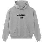 Gray Players Couture men's hoodie with 'BENITEZ' text, sports fanwear fashion