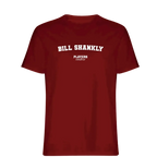 Bill Shankly t-shirt – red men's t-shirt with white Bill Shankly letters and Players Couture logo on the chest