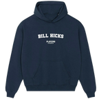 Bill Hicks hoodie – navy men's hoodie with white Bill Hicks letters and Players Couture logo on the chest