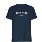 Billie Eilish t-shirt – navy men's t-shirt with white Billie Eilish letters and Players Couture logo on the chest