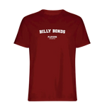 Billy Bonds t-shirt – red men's t-shirt with white Billy Bonds letters and Players Couture logo on the chest
