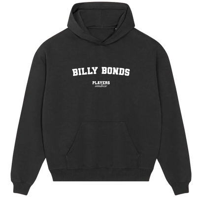 Billy Bonds hoodie – black men's hoodie with white Billy Bonds letters and Players Couture logo on the chest