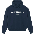 Billy Connolly hoodie – navy men's hoodie with white Billy Connolly letters and Players Couture logo on the chest