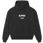 Bjork hoodie – black men's hoodie with white Bjork letters and Players Couture logo on the chest