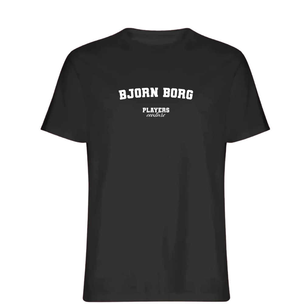 Bjorn Borg t-shirt – black men's t-shirt with white Bjorn Borg letters and Players Couture logo on the chest