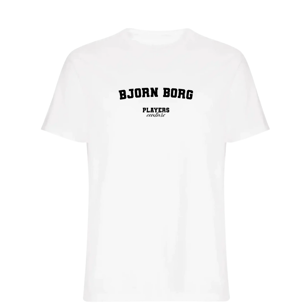 Bjorn Borg t-shirt – white men's t-shirt with black Bjorn Borg letters and Players Couture logo on the chest