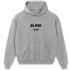 Blade hoodie – grey men's hoodie with black Blade letters and Players Couture logo on the chest