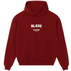 Blade hoodie – red men's hoodie with white Blade letters and Players Couture logo on the chest