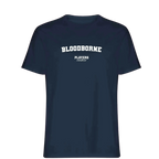 Bloodborne t-shirt – navy men's t-shirt with white Bloodborne letters and Players Couture logo on the chest