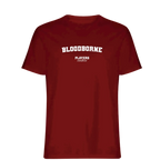 Bloodborne t-shirt – red men's t-shirt with white Bloodborne letters and Players Couture logo on the chest