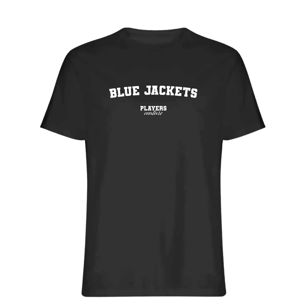 Blue Jackets t-shirt – blue men's t-shirt with white Blue Jackets letters and Players Couture logo on the chest