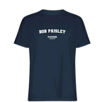 Bob Paisley t-shirt – navy men's t-shirt with white Bob Paisley letters and Players Couture logo on the chest