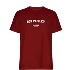 Bob Paisley t-shirt – red men's t-shirt with white Bob Paisley letters and Players Couture logo on the chest