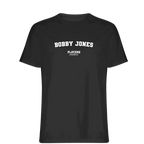 Bobby Jones t-shirt – black men's t-shirt with white Bobby Jones letters and Players Couture logo on the chest