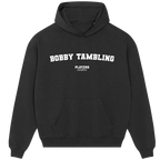 Bobby Tambling hoodie – black men's hoodie with white Bobby Tambling letters and Players Couture logo on the chest