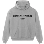 Bordeaux Begles hoodie – grey men's hoodie with black Bordeaux Begles letters and Players Couture logo on the chest