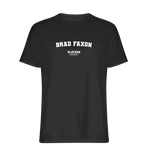 Brad Faxon t-shirt – black men's t-shirt with white Brad Faxon letters and Players Couture logo on the chest