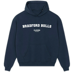 Bradford Bulls hoodie – navy men's hoodie with white Bradford Bulls letters and Players Couture logo on the chest