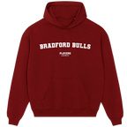 Bradford Bulls hoodie – red men's hoodie with white Bradford Bulls letters and Players Couture logo on the chest