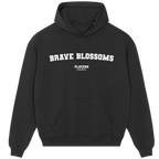 Brave Blossoms hoodie – black men's hoodie with white Brave Blossoms letters and Players Couture logo on the chest