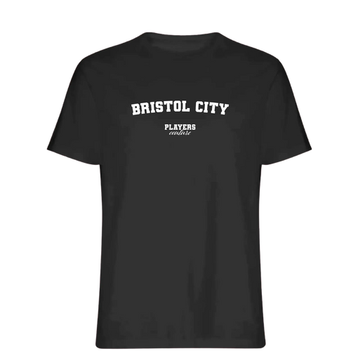 Bristol City t-shirt – black men's t-shirt with white Bristol City letters and Players Couture logo on the chest