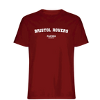 Bristol Rovers t-shirt – red men's t-shirt with white Bristol Rovers letters and Players Couture logo on the chest