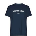 British Lions t-shirt – navy men's t-shirt with white British Lions letters and Players Couture logo on the chest