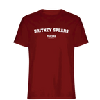 Britney Spears t-shirt – red men's t-shirt with white Britney Spears letters and Players Couture logo on the chest