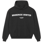 Broderick Hunter hoodie – black men's hoodie with white Broderick Hunter letters and Players Couture logo on the chest