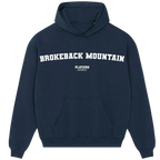 Brokeback Mountain hoodie – navy men's hoodie with white Brokeback Mountain letters and Players Couture logo on the chest