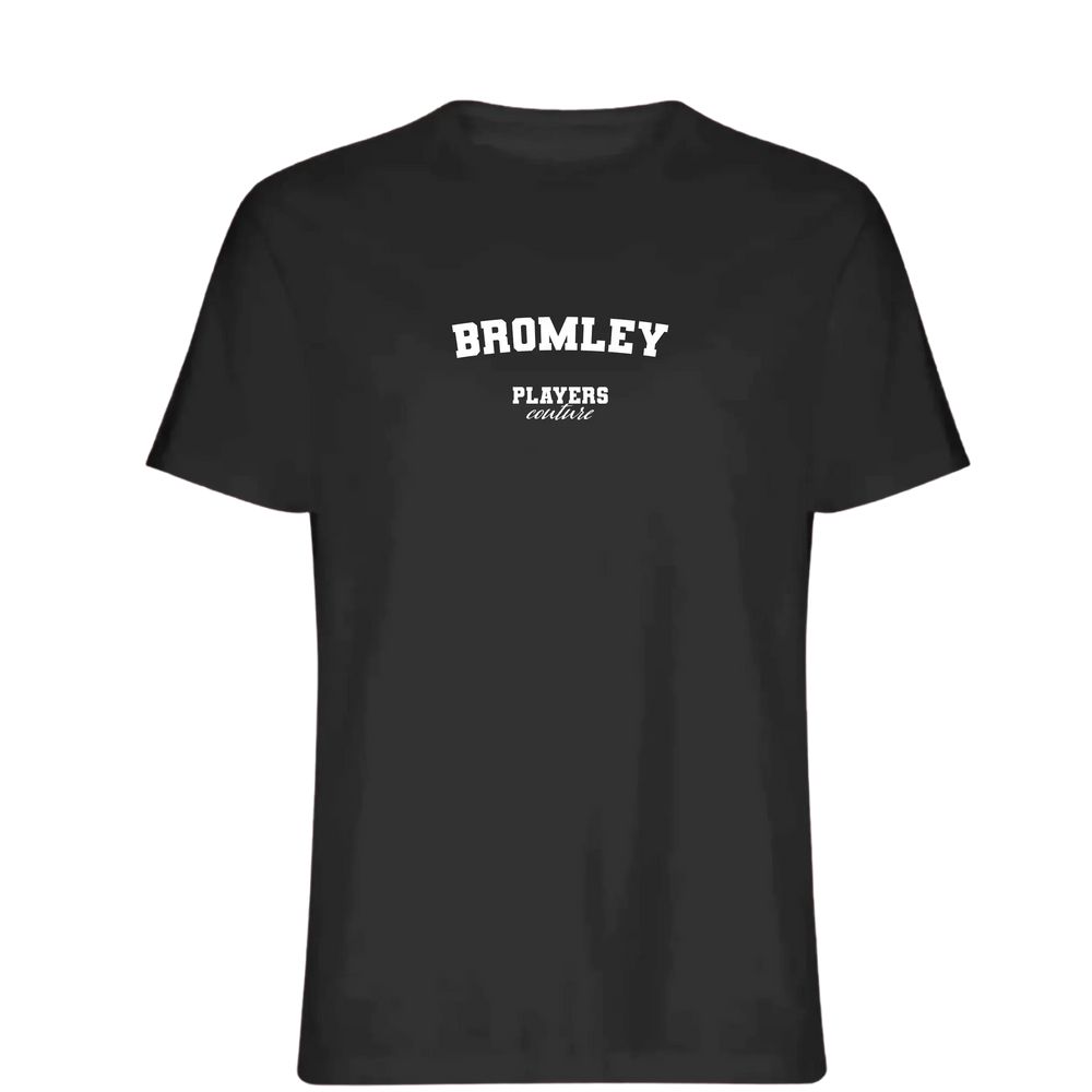 Bromley t-shirt – black men's t-shirt with white Bromley letters and Players Couture logo on the chest