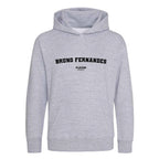 Bruno Fernandes hoodie – grey kids' hoodie with black Bruno Fernandes letters and Players Couture logo on the chest