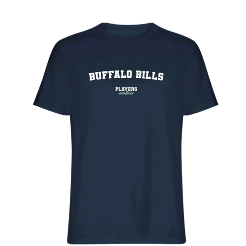 Buffalo Bills t-shirt – navy men's t-shirt with white Buffalo Bills letters and Players Couture logo on the chest