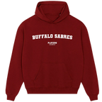 Buffalo Sabres hoodie – red men's hoodie with white Buffalo Sabres letters and Players Couture logo on the chest