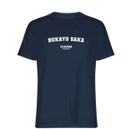 Bukayo Saka t-shirt – navy men's t-shirt with white Bukayo Saka letters and Players Couture logo on the chest