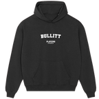 Bullitt hoodie – black men's hoodie with white Bullitt letters and Players Couture logo on the chest