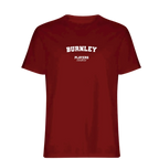 Burnley t-shirt – red men's t-shirt with white Burnley letters and Players Couture logo on the chest