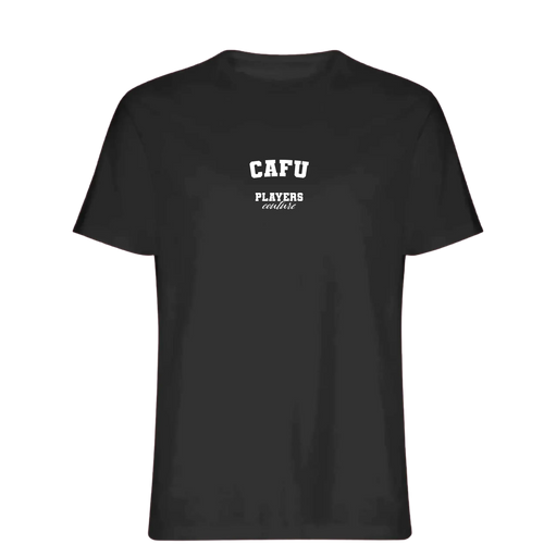 Cafu t-shirt – black men's t-shirt with white Cafu letters and Players Couture logo on the chest