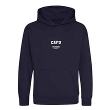 Cafu hoodie – navy kids' hoodie with white Cafu letters and Players Couture logo on the chest
