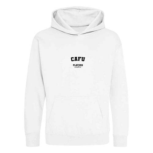 Cafu hoodie – white kids' hoodie with black Cafu letters and Players Couture logo on the chest