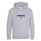 Eduardo Camavinga hoodie – grey kids' hoodie with black Eduardo Camavinga letters and Players Couture logo on the chest