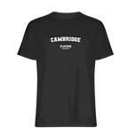 Cambridge t-shirt – black men's t-shirt with white Cambridge letters and Players Couture logo on the chest