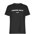 Cameron Smith t-shirt – black men's t-shirt with white Cameron Smith letters and Players Couture logo on the chest