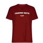 Cameron Smith t-shirt – red men's t-shirt with white Cameron Smith letters and Players Couture logo on the chest