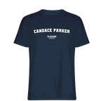 Candace Parker t-shirt – navy men's t-shirt with white Candace Parker letters and Players Couture logo on the chest