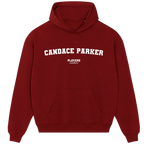 Candace Parker hoodie – red men's hoodie with white Candace Parker letters and Players Couture logo on the chest